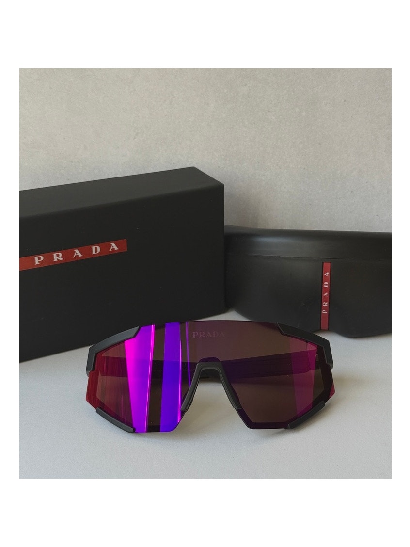 New Prada Sport Ps04ws Sunglasses In Black Red Mirror $480